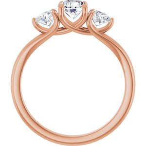 14K Rose 1 CTW Natural Diamond Three-Stone Engagement Ring Ethereal Legacy Boutiques