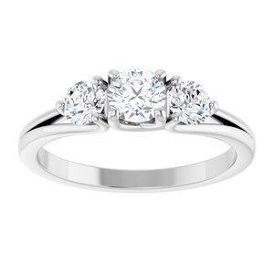14K White 3/4 CTW Natural Diamond Three-Stone Engagement Ring Ethereal Legacy Boutiques