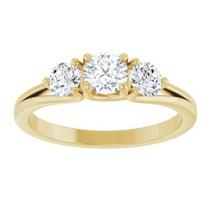 14K Yellow 3/4 CTW Natural Diamond Three-Stone Engagement Ring Ethereal Legacy Boutiques
