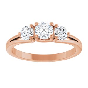 14K Rose 3/4 CTW Natural Diamond Three-Stone Engagement Ring Ethereal Legacy Boutiques