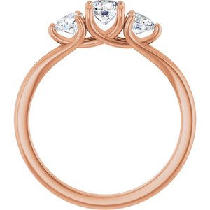 14K Rose 3/4 CTW Natural Diamond Three-Stone Engagement Ring Ethereal Legacy Boutiques