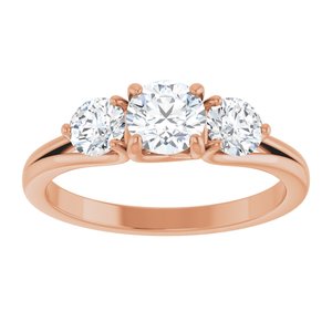 14K Rose 1 CTW Natural Diamond Three-Stone Engagement Ring Ethereal Legacy Boutiques