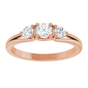 14K Rose 1/2 CTW Natural Diamond Three-Stone Engagement Ring Ethereal Legacy Boutiques