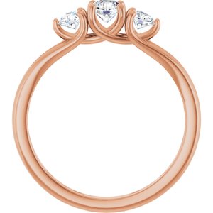 14K Rose 1/2 CTW Natural Diamond Three-Stone Engagement Ring Ethereal Legacy Boutiques