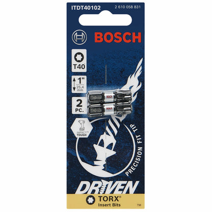 BOSCH ITDT40102 2 pc. Driven 1 In. Impact Torx® #40 Insert Bits VM Hardware
