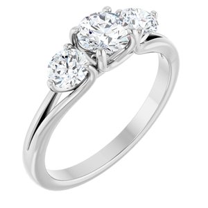 14K White 1 CTW Natural Diamond Three-Stone Engagement Ring Ethereal Legacy Boutiques