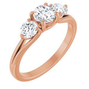 14K Rose 1 CTW Natural Diamond Three-Stone Engagement Ring Ethereal Legacy Boutiques