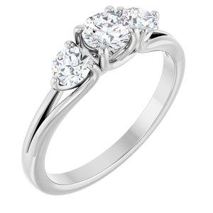 14K White 3/4 CTW Natural Diamond Three-Stone Engagement Ring Ethereal Legacy Boutiques