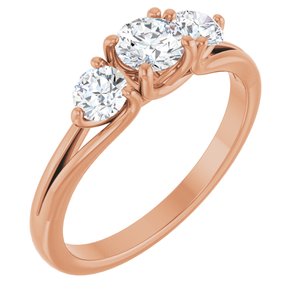 14K Rose 3/4 CTW Natural Diamond Three-Stone Engagement Ring Ethereal Legacy Boutiques