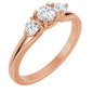 14K Rose 1/2 CTW Natural Diamond Three-Stone Engagement Ring Ethereal Legacy Boutiques