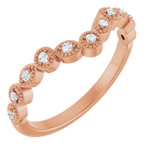 14K Rose 1/10 CTW Natural Diamond Vintage-Inspired Contour Band Ethereal Legacy Boutiques