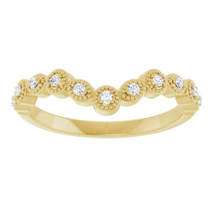 14K Yellow 1/10 CTW Natural Diamond Vintage-Inspired Contour Band Ethereal Legacy Boutiques