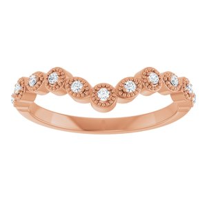 14K Rose 1/10 CTW Natural Diamond Vintage-Inspired Contour Band Ethereal Legacy Boutiques