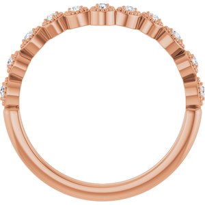 14K Rose 1/10 CTW Natural Diamond Vintage-Inspired Contour Band Ethereal Legacy Boutiques