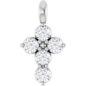 Sterling Silver 1/6 CTW Natural Diamond Cross Pendant