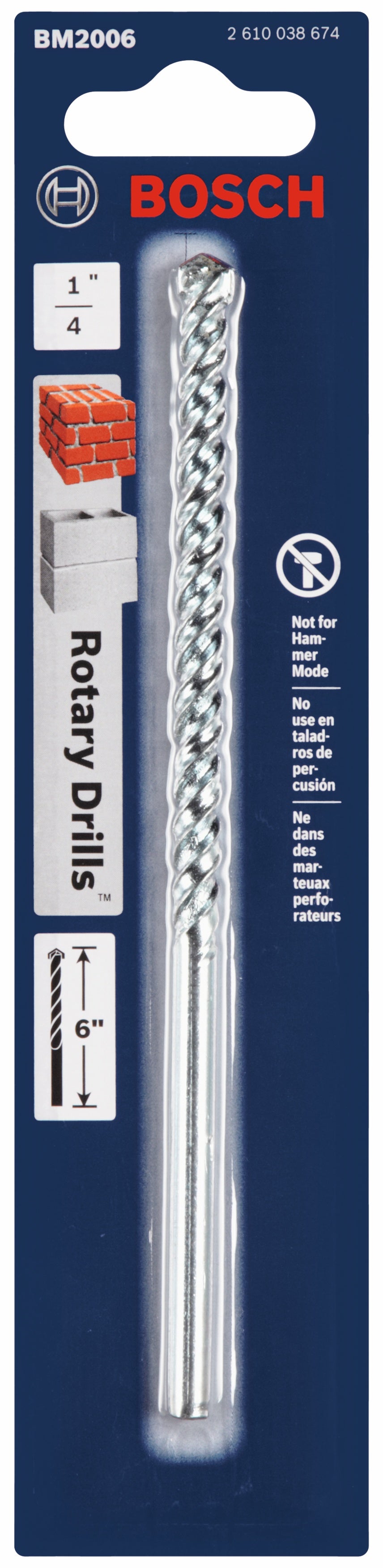 BOSCH BM2006 1/4 In. X 4 In. X 6 In. Fast Spiral Rotary Masonry Drill Bit VM Hardware