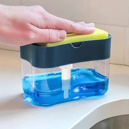 Modern Space-Themed • 1pc ABS Plastic Dish Soap Dispenser • Sponge Holder • Lightweight Square Kitchen Sink Accessory • Hand Wash Only • Solid Color Design NovaCart