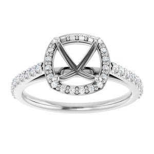 14K White 7x7 mm Cushion 1/4 CTW Lab-Grown Diamond Semi-Set Engagement Ring Ethereal Legacy Boutiques