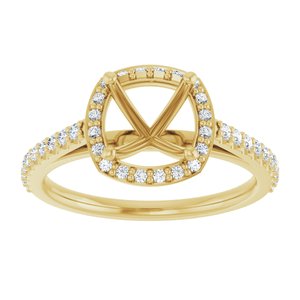 14K Yellow 7x7 mm Cushion 1/4 CTW Lab-Grown Diamond Semi-Set Engagement Ring Ethereal Legacy Boutiques