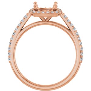 14K Rose 7x7 mm Cushion 1/4 CTW Lab-Grown Diamond Semi-Set Engagement Ring Ethereal Legacy Boutiques
