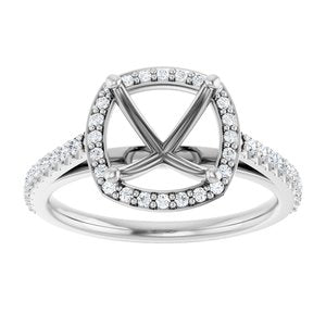 14K White 8x8 mm Cushion 1/4 CTW Lab-Grown Diamond Semi-Set Engagement Ring Ethereal Legacy Boutiques