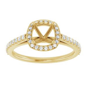 14K Yellow 6x6 mm Cushion 1/4 CTW Lab-Grown Diamond Semi-Set Engagement Ring Ethereal Legacy Boutiques