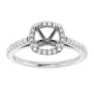 Platinum 6x6 mm Cushion 1/4 CTW Lab-Grown Diamond Semi-Set Engagement Ring Ethereal Legacy Boutiques