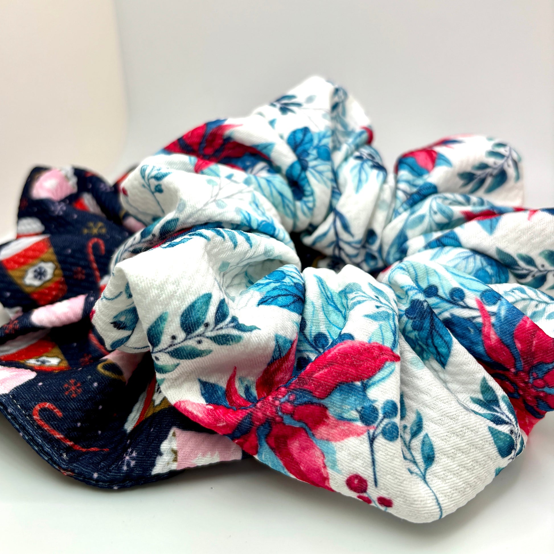 Poinsettia and Hot Cocoa Christmas Set Scrunchie Enchanted Scrunch