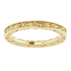 18K Yellow 2.5 mm Floral Flat Band Size 7 Ethereal Legacy Boutiques