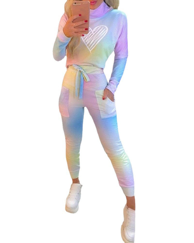 Women's Tie-dye Printed Love Casual Long-sleeved Top See size chart under “more details” The Fashion Celestial