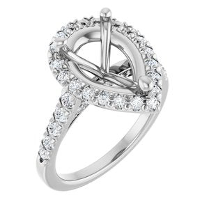 14K White 12 x 8 mm Pear 5/8 CTW Lab-Grown Diamond Semi-Set Engagement Ring Ethereal Legacy Boutiques