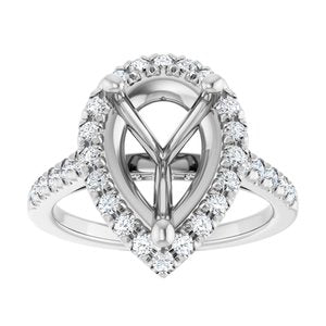 14K White 12 x 8 mm Pear 5/8 CTW Lab-Grown Diamond Semi-Set Engagement Ring Ethereal Legacy Boutiques