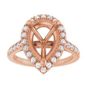 14K Rose 12 x 8 mm Pear 5/8 CTW Lab-Grown Diamond Semi-Set Engagement Ring Ethereal Legacy Boutiques