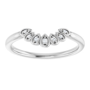 14K White .03 CTW Lab-Grown Diamond  Vintage-Inspired Contour Band Ethereal Legacy Boutiques