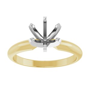 14K Yellow & Platinum 7.8-8.6 mm Round 6-Prong Heavy Solitaire Ring Mounting Ethereal Legacy Boutiques