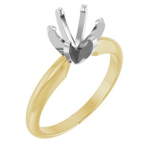14K Yellow & Platinum 7.8-8.6 mm Round 6-Prong Heavy Solitaire Ring Mounting Ethereal Legacy Boutiques