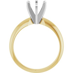 14K Yellow & Platinum 7.8-8.6 mm Round 6-Prong Heavy Solitaire Ring Mounting Ethereal Legacy Boutiques