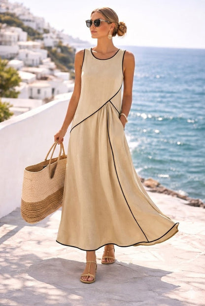 Mediterranean Contrast Color Vacation Dress – 7 Colors, S–3XL FitiqueFit