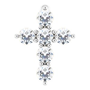 14K White 1/6 CTW Natural Diamond Cross Pendant