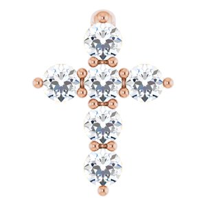 14K Rose 1/6 CTW Lab-Grown Diamond Cross Pendant Ethereal Legacy Boutiques
