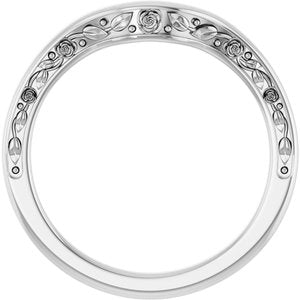 Platinum Floral Matching Band Ethereal Legacy Boutiques