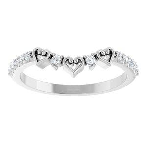 14K White 1/6 CTW Natural Diamond Heart Contour Band Ethereal Legacy Boutiques