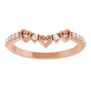 14K Rose 1/6 CTW Natural Diamond Heart Contour Band Ethereal Legacy Boutiques