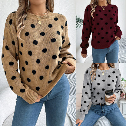 Polka Dot Long-Sleeved Pullover Sweater – Cozy and Stylish Cowgirl Sweater Country in My Heart