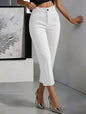 Women's High-Waisted Straight-Leg Pants – Drapey Cropped Fit FitiqueFit