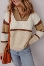 Colorblock Stripe Quarter Zip Collared Sweater Shop Style & More | Fresh Looks, Everyday Deals & Free Shipping