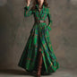 Women's Printed Lapel Slim-Fit Dress – Elegant Commuter Style FitiqueFit