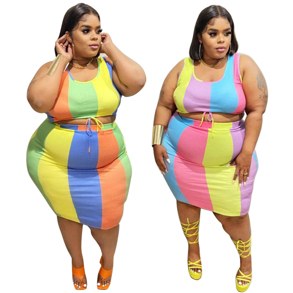 Sleeveless Color-Printed Pencil Skirt Trendy Elegant Plus-Size See size chart under “more details” The Fashion Celestial
