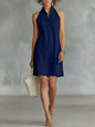 Women’s Sleeveless Button-Up Collar Shirt Dress FitiqueFit