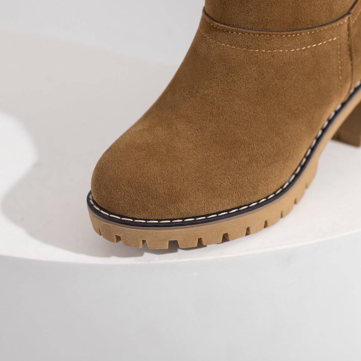 Women's Warm Faux Fur Lined Boots, Slip On Block Heeled Ankle Boots, Women's Footwear NovaCart